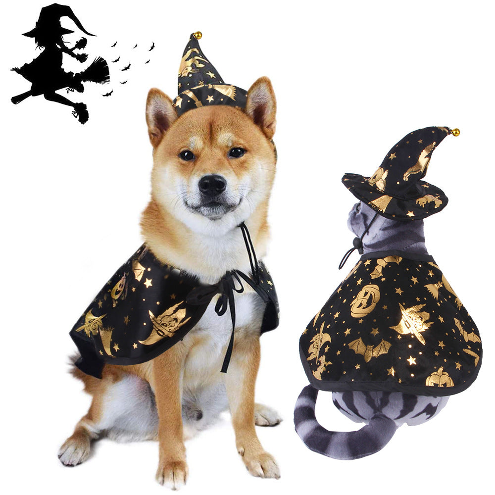 Dog/Cat Cloak Hat Wizard Halloween Costumes Holiday Pet Supplies 24-49CM | Pet Supplies